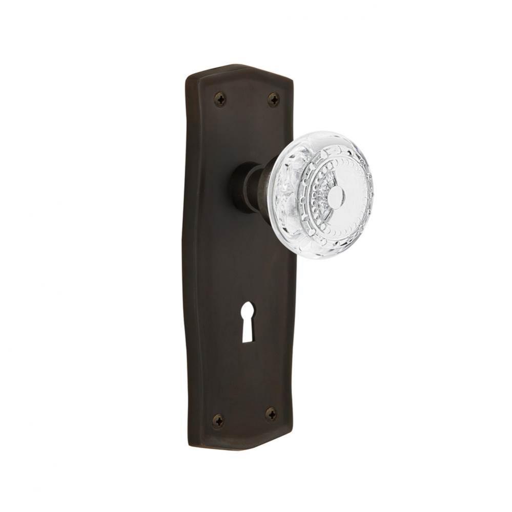 Nostalgic Warehouse Prairie Plate Passage with Keyhole Crystal Meadows Knob in Oil-Rubbed Bronze