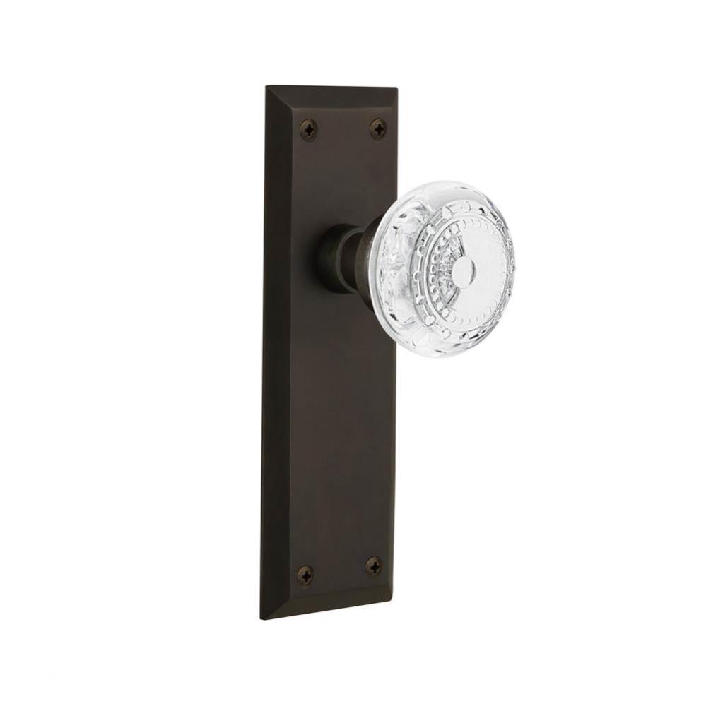 Nostalgic Warehouse New York Plate Passage Crystal Meadows Knob in Oil-Rubbed Bronze