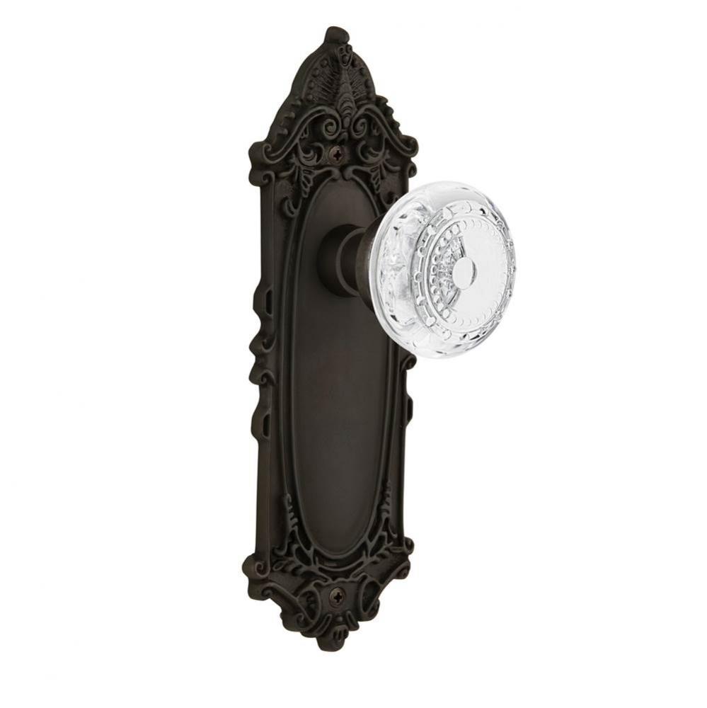 Nostalgic Warehouse Victorian Plate Privacy Crystal Meadows Knob in Oil-Rubbed Bronze