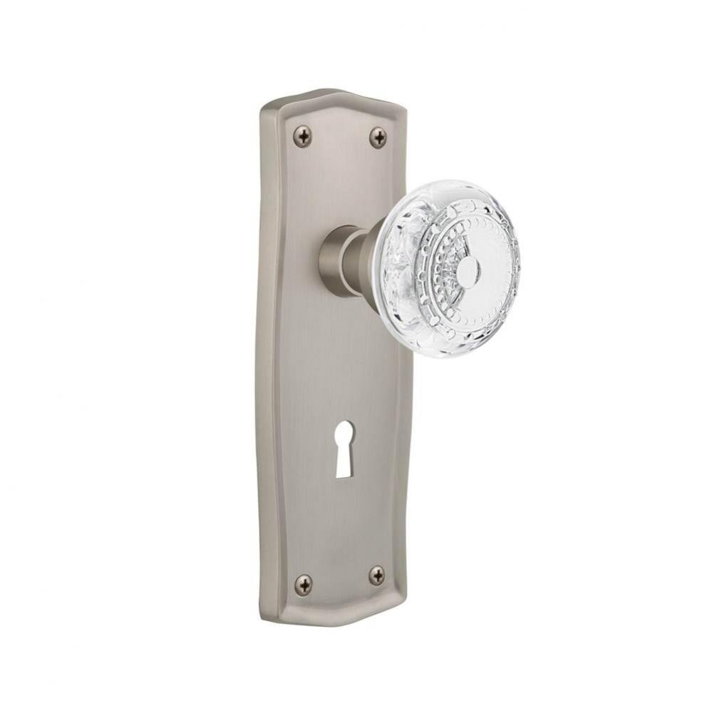 Nostalgic Warehouse Prairie Plate Passage with Keyhole Crystal Meadows Knob in Satin Nickel