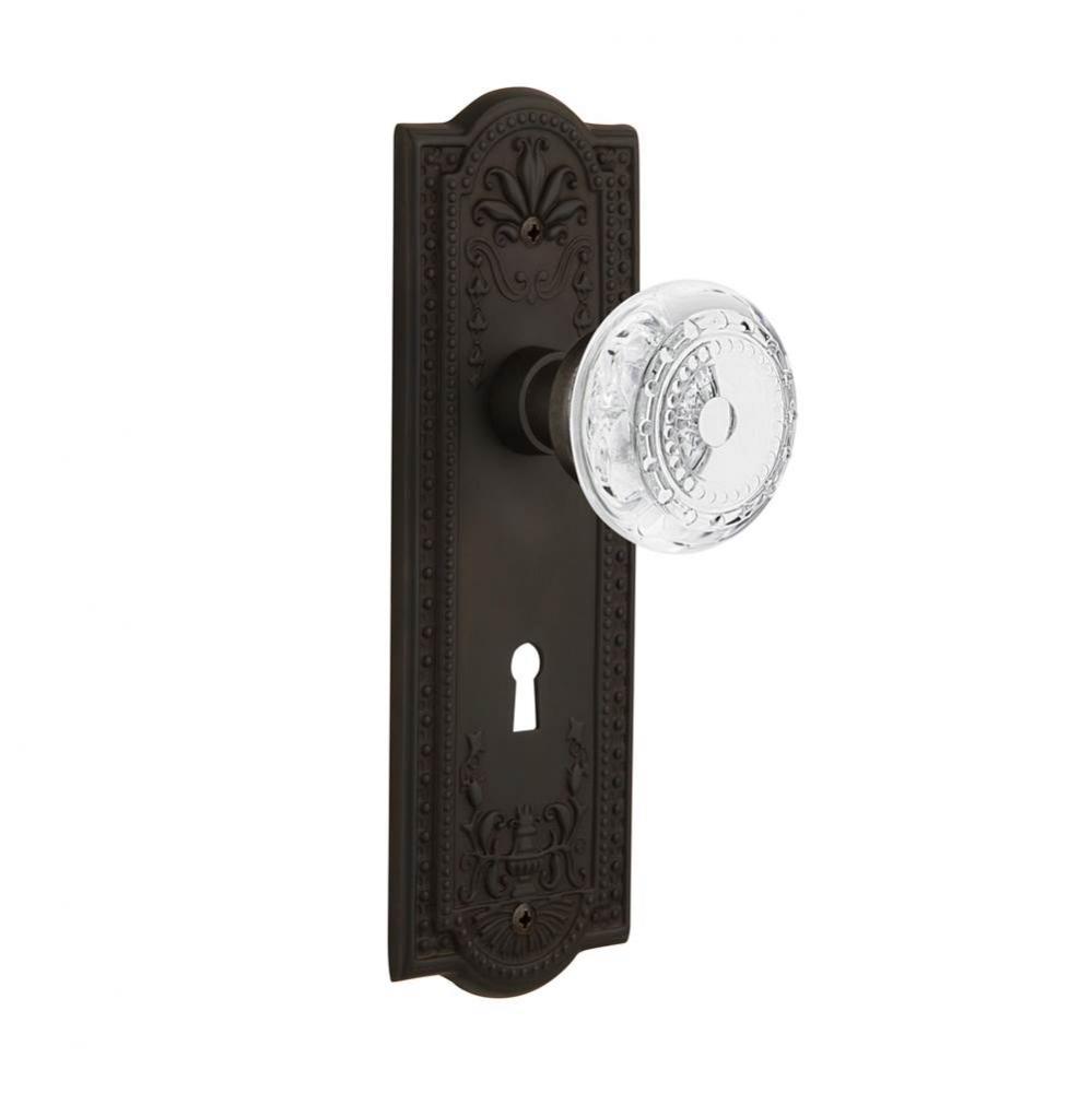 Nostalgic Warehouse Meadows Plate Passage with Keyhole Crystal Meadows Knob in Oil-Rubbed Bronze