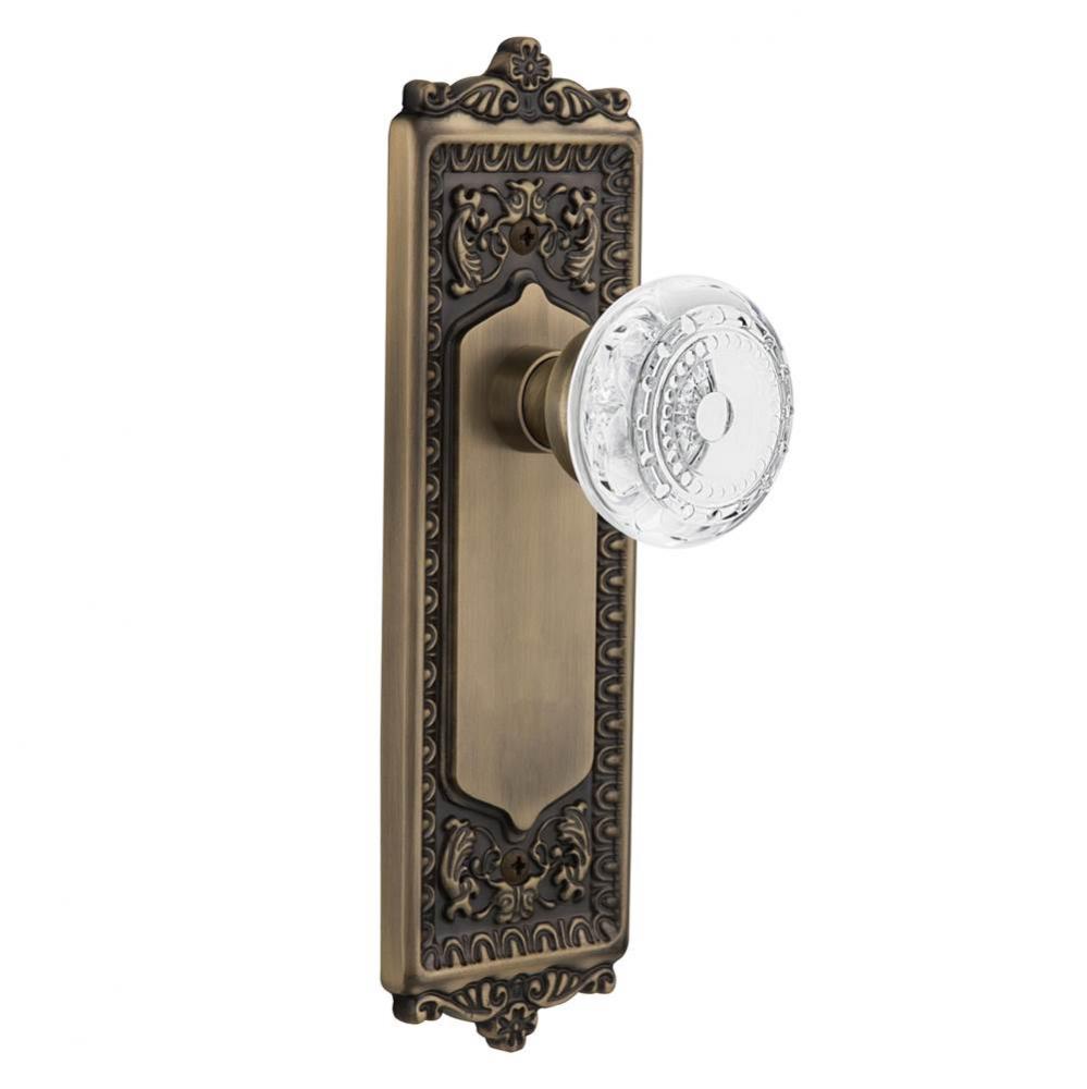 Nostalgic Warehouse Egg & Dart Plate Privacy Crystal Meadows Knob in Antique Brass