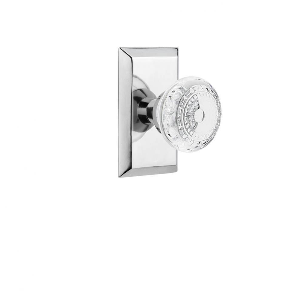 Nostalgic Warehouse Studio Plate Privacy Crystal Meadows Knob in Bright Chrome