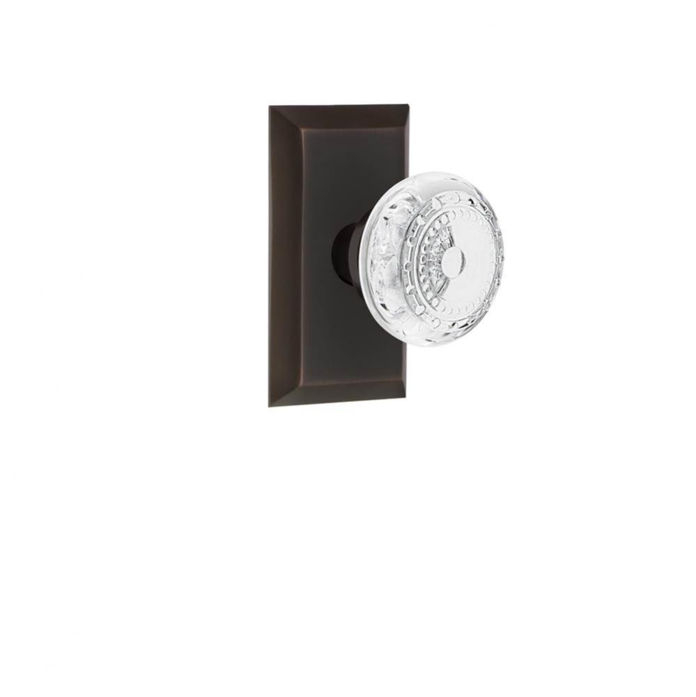 Nostalgic Warehouse Studio Plate Privacy Crystal Meadows Knob in Timeless Bronze