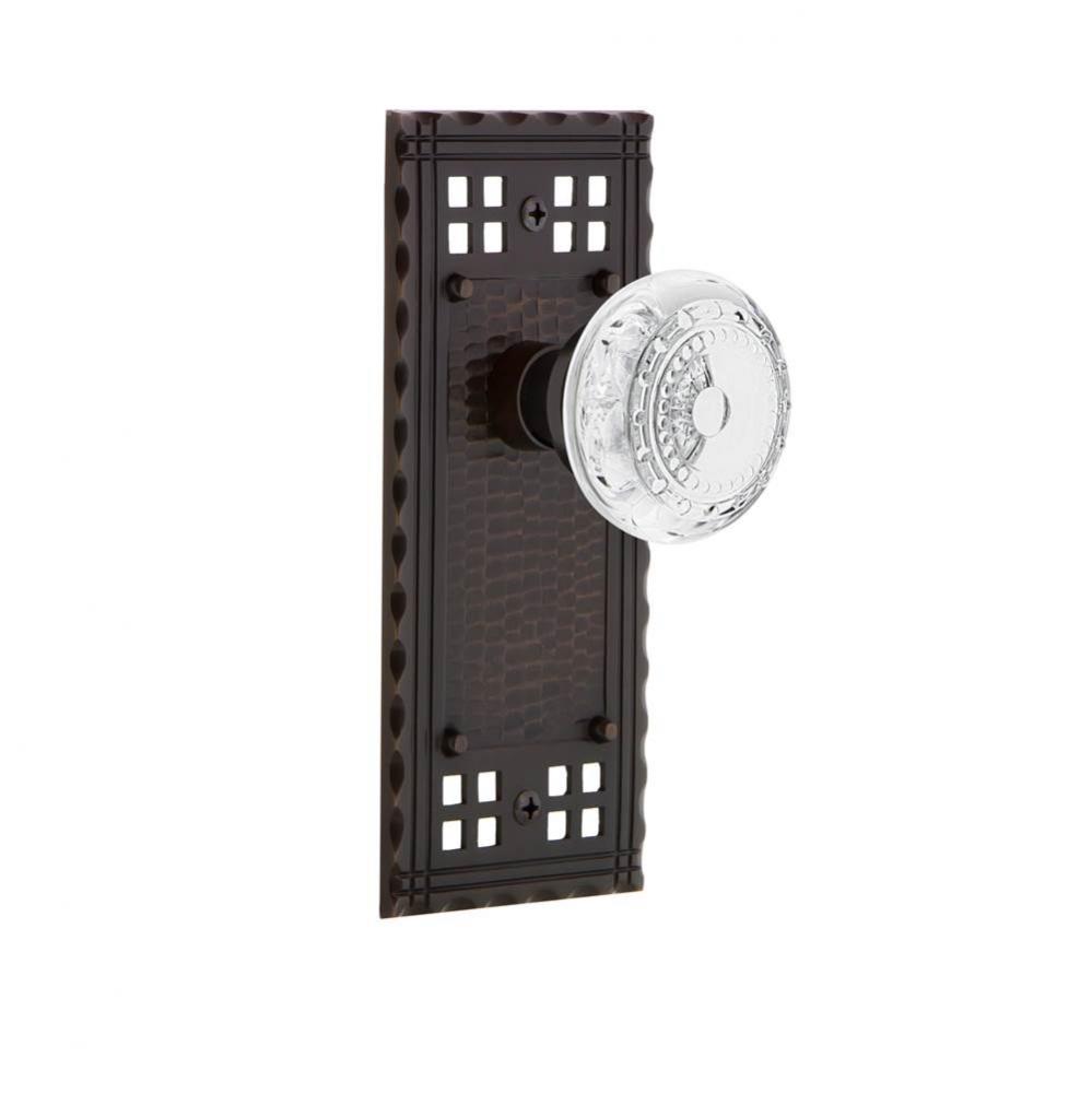 Nostalgic Warehouse Craftsman Plate Passage Crystal Meadows Knob in Timeless Bronze