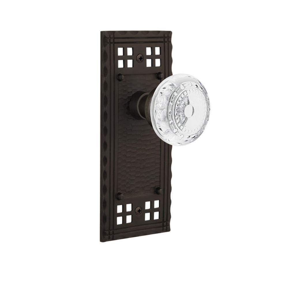 Nostalgic Warehouse Craftsman Plate Passage Crystal Meadows Knob in Oil-Rubbed Bronze
