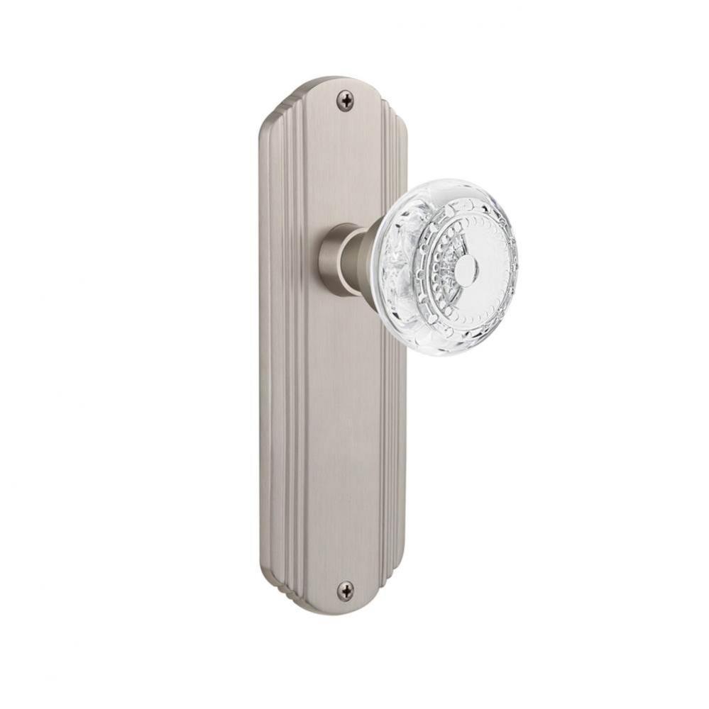 Nostalgic Warehouse Deco Plate Passage Crystal Meadows Knob in Satin Nickel