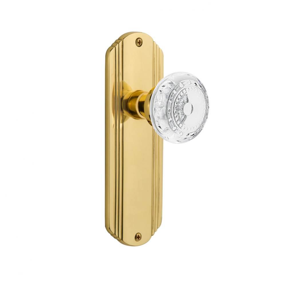 Nostalgic Warehouse Deco Plate Passage Crystal Meadows Knob in Polished Brass