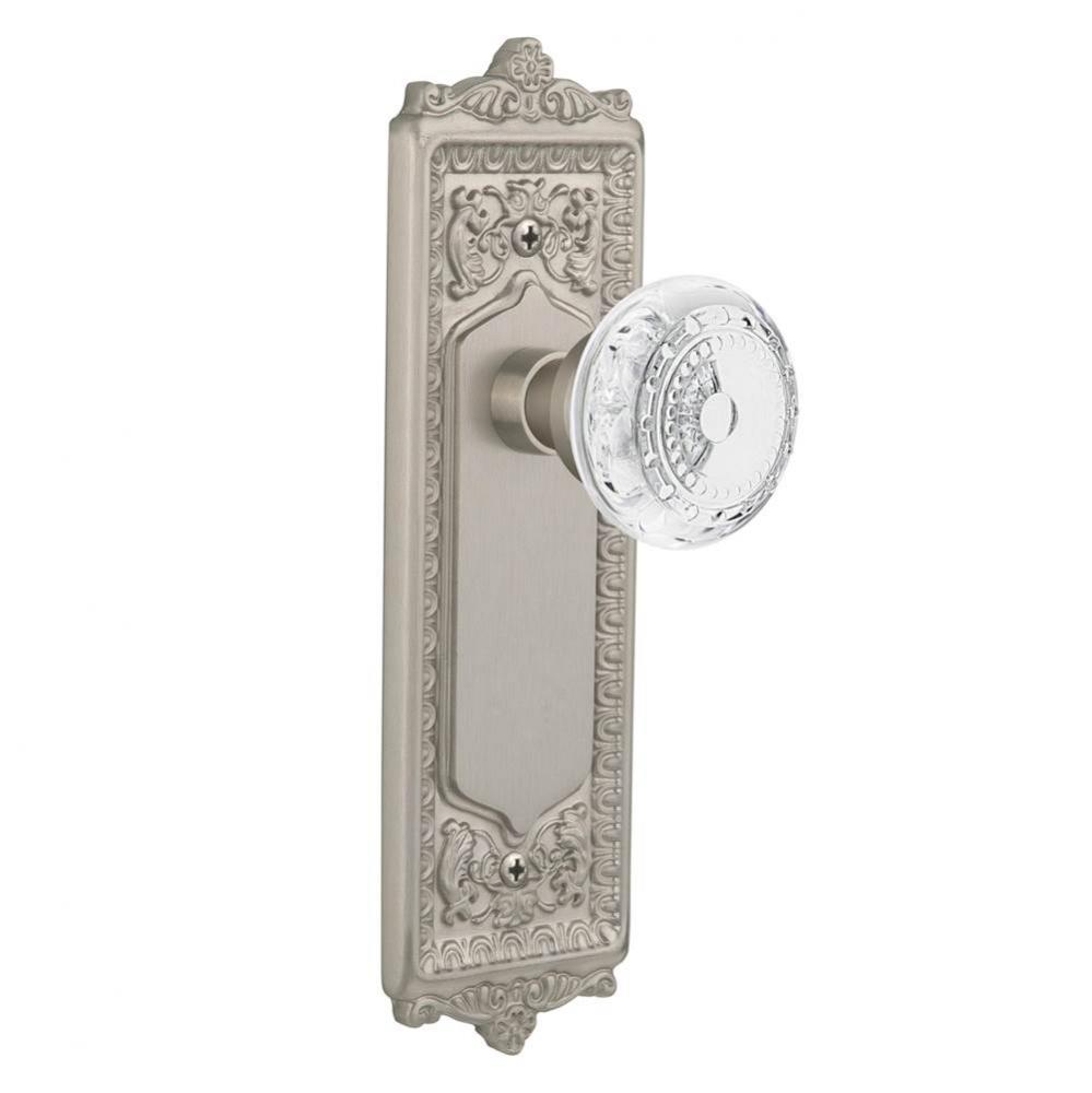 Nostalgic Warehouse Egg & Dart Plate Double Dummy Crystal Meadows Knob in Satin Nickel
