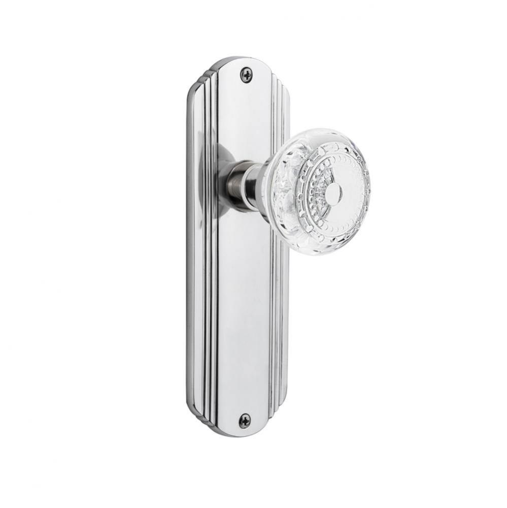 Nostalgic Warehouse Deco Plate Passage Crystal Meadows Knob in Bright Chrome