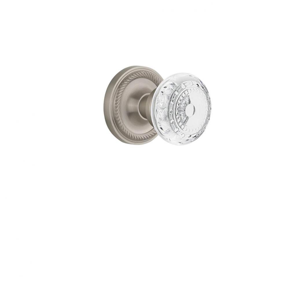 Nostalgic Warehouse Rope Rosette Passage Crystal Meadows Knob in Satin Nickel