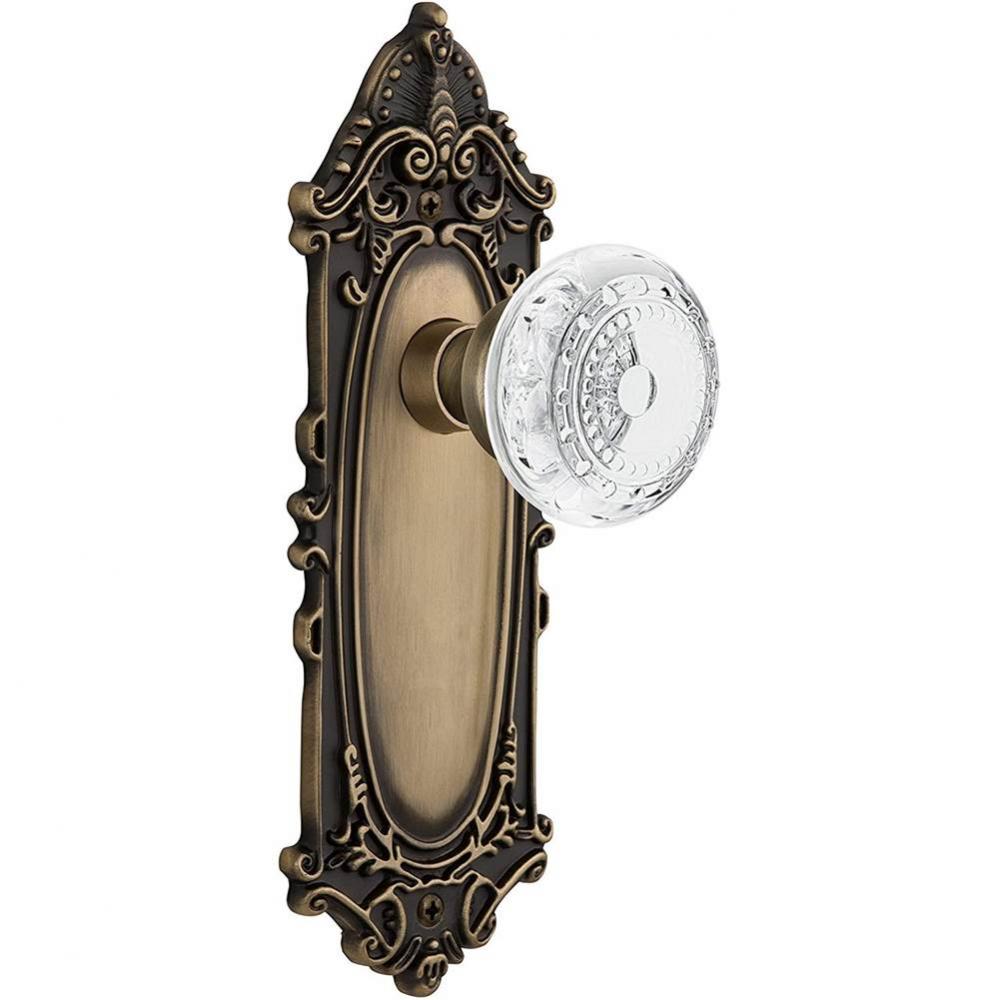 Nostalgic Warehouse Victorian Plate Passage Crystal Meadows Knob in Antique Brass