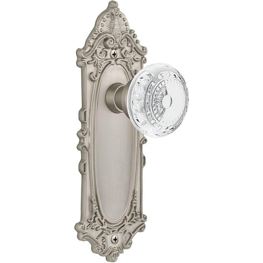 Nostalgic Warehouse Victorian Plate Passage Crystal Meadows Knob in Satin Nickel