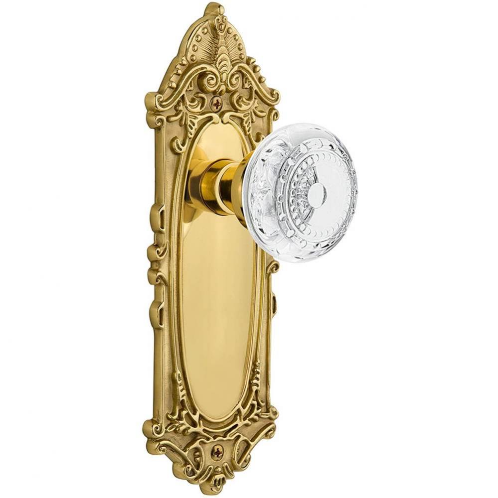 Nostalgic Warehouse Victorian Plate Passage Crystal Meadows Knob in Polished Brass