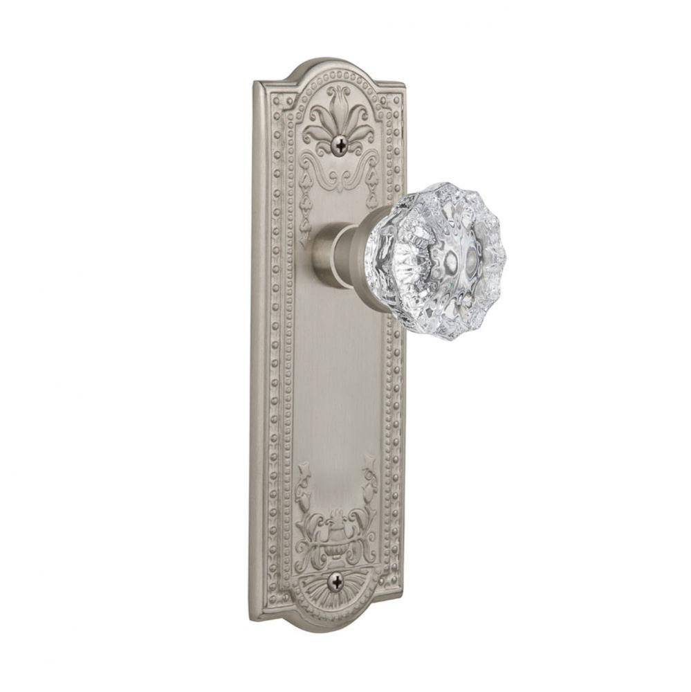 Nostalgic Warehouse Meadows Plate Privacy Crystal Glass Door Knob in Satin Nickel