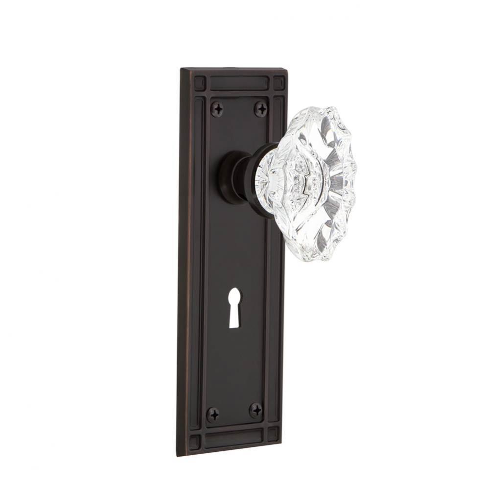 Nostalgic Warehouse Mission Plate with Keyhole Privacy Chateau Door Knob in Timeless Bronze