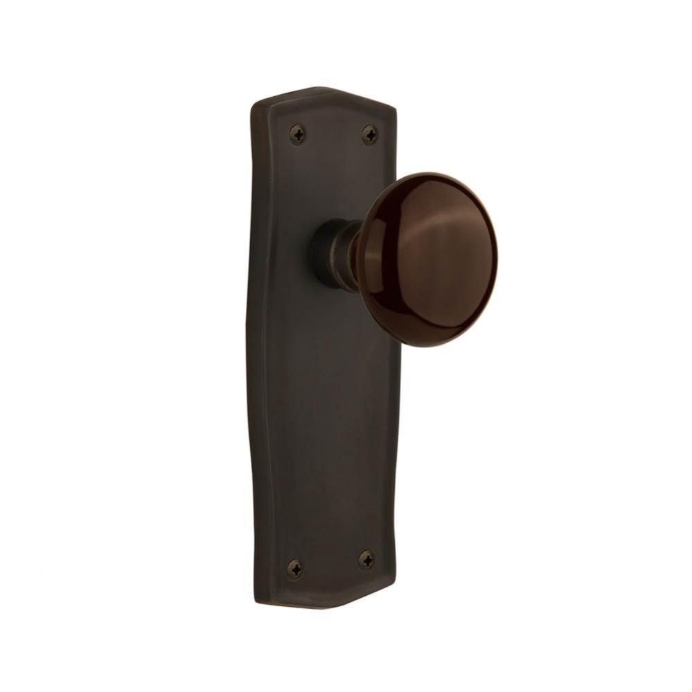 Nostalgic Warehouse Prairie Plate Double Dummy Brown Porcelain Door Knob in Oil-Rubbed Bronze
