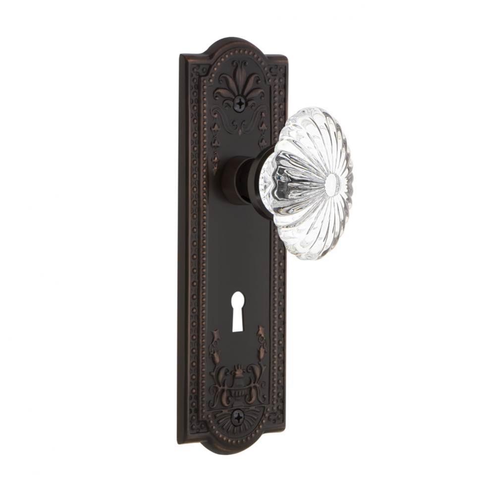 Nostalgic Warehouse Meadows Plate with Keyhole Passage Oval Fluted Crystal Glass Door Knob in Time