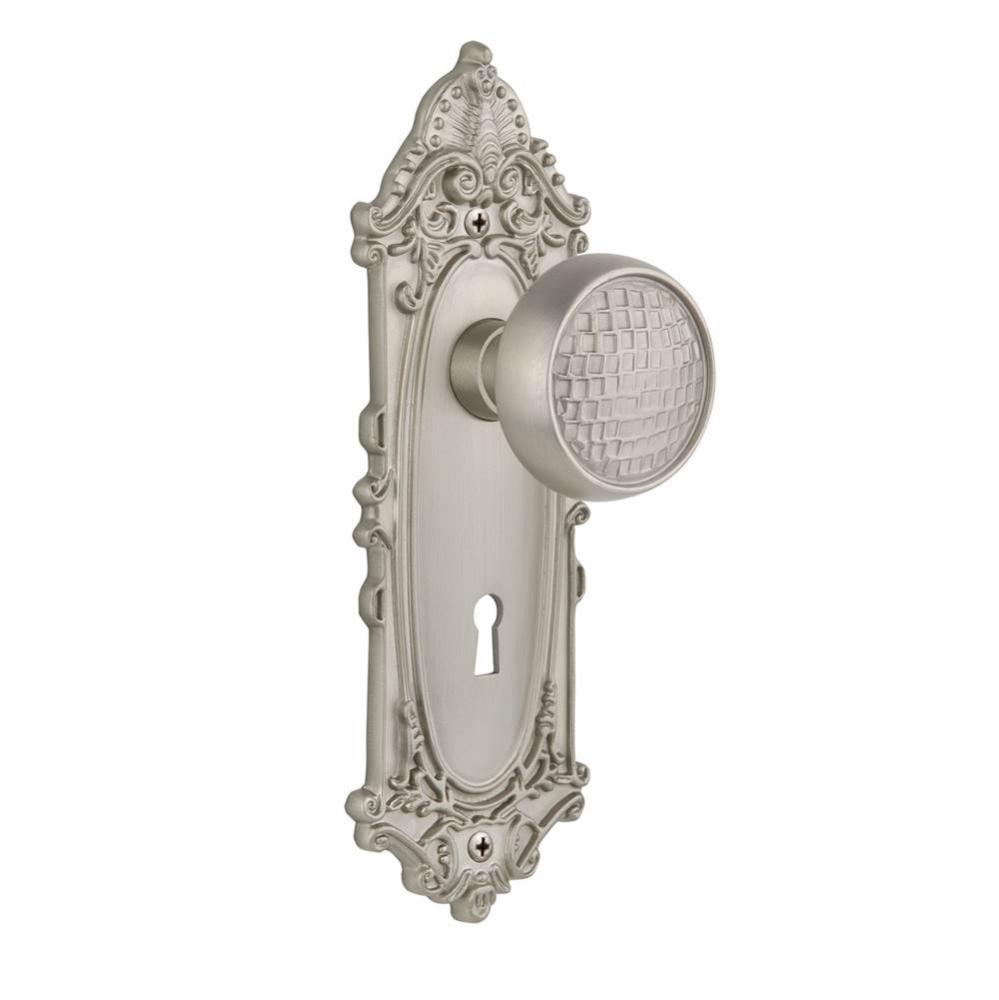 Nostalgic Warehouse Victorian Plate with Keyhole Double Dummy Craftsman Door Knob in Satin Nickel