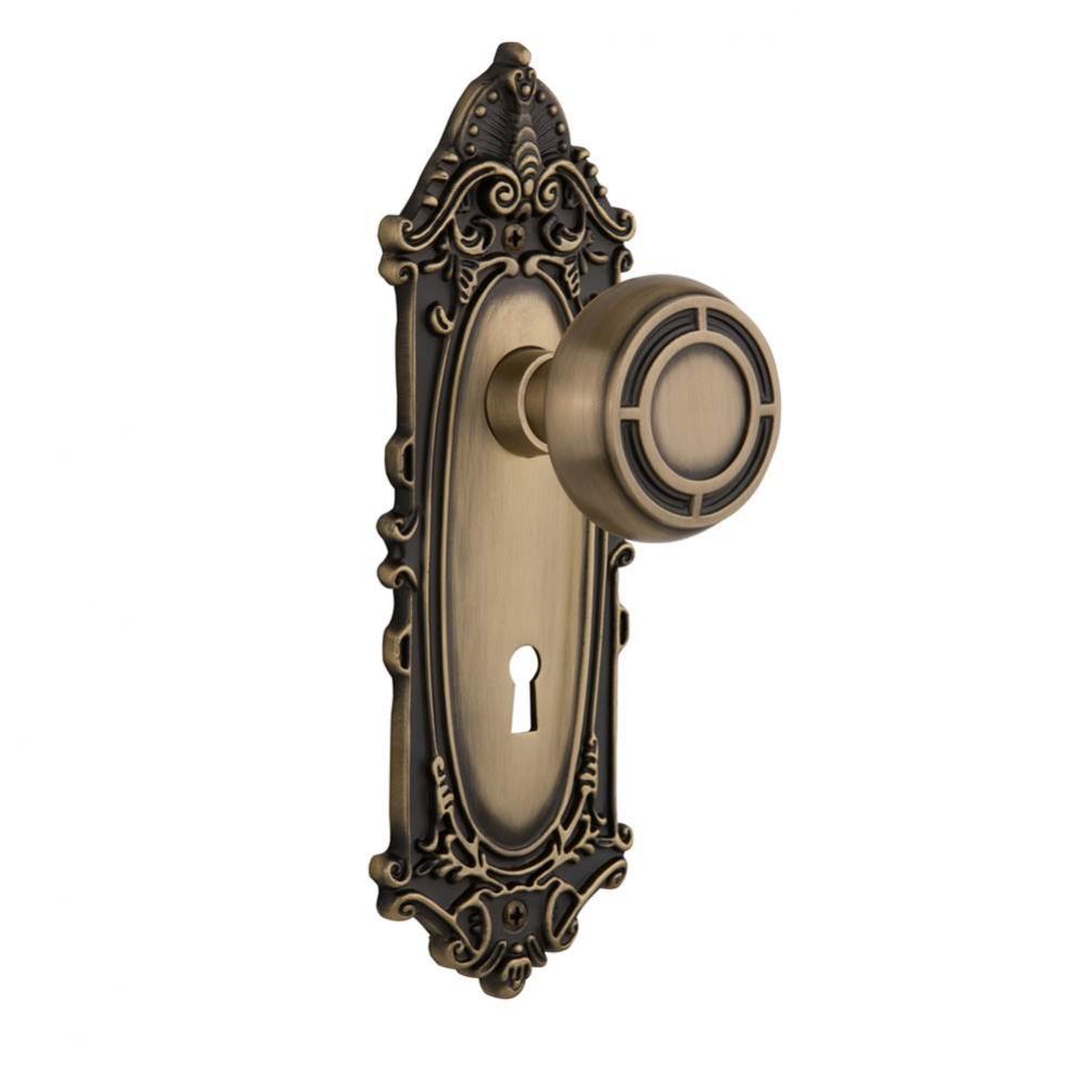 Nostalgic Warehouse Victorian Plate with Keyhole Privacy Mission Door Knob in Antique Brass