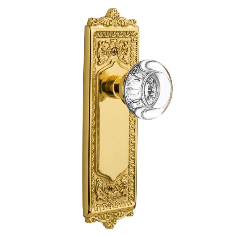 Nostalgic Warehouse Egg & Dart Plate Privacy Round Clear Crystal Glass Door Knob in Unlacquere