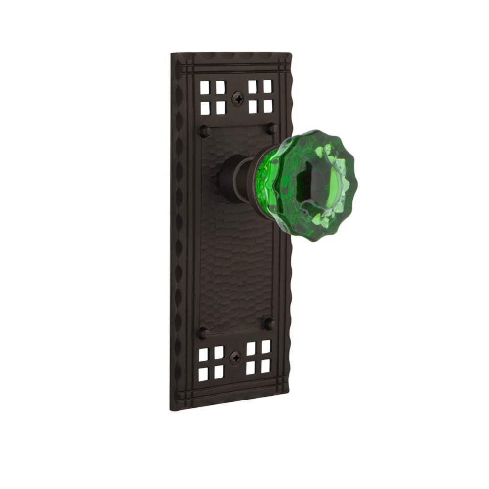 Nostalgic Warehouse Craftsman Plate Passage Crystal Emerald Glass Door Knob in Oil-Rubbed Bronze