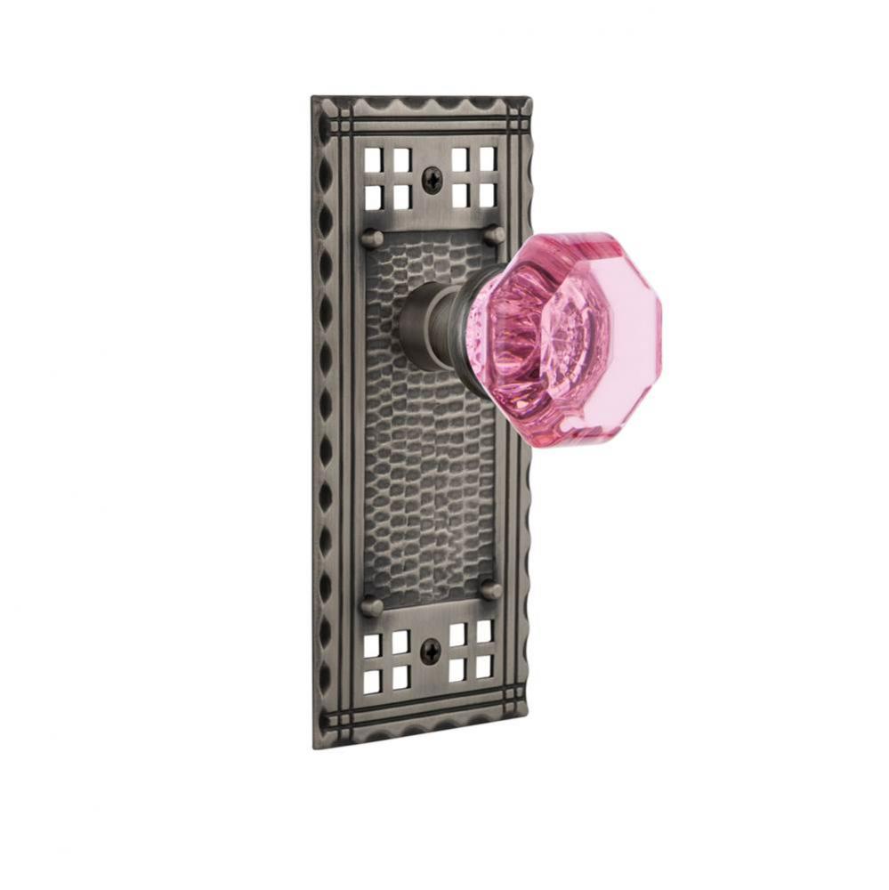 Nostalgic Warehouse Craftsman Plate Passage Waldorf Pink Door Knob in Antique Pewter