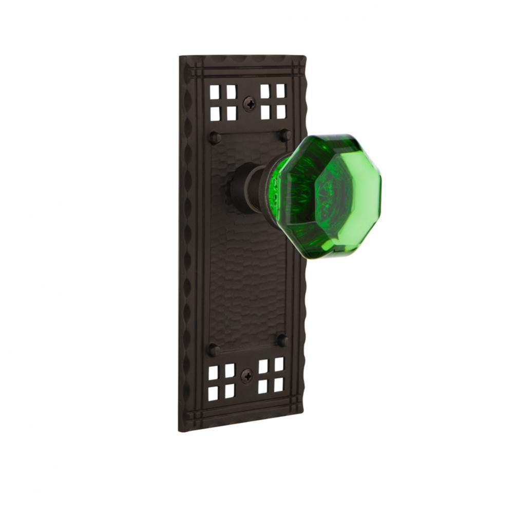 Nostalgic Warehouse Craftsman Plate Passage Waldorf Emerald Door Knob in Oil-Rubbed Bronze