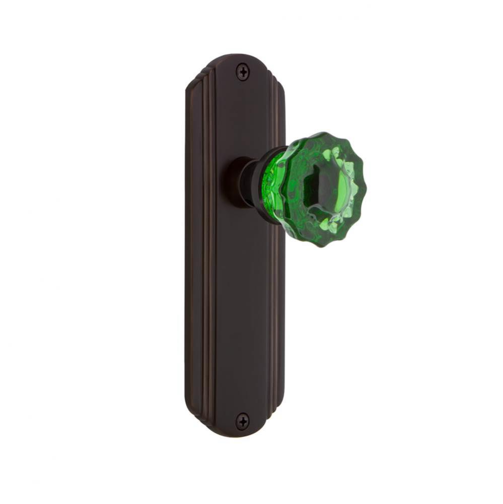 Nostalgic Warehouse Deco Plate Passage Crystal Emerald Glass Door Knob in Timeless Bronze