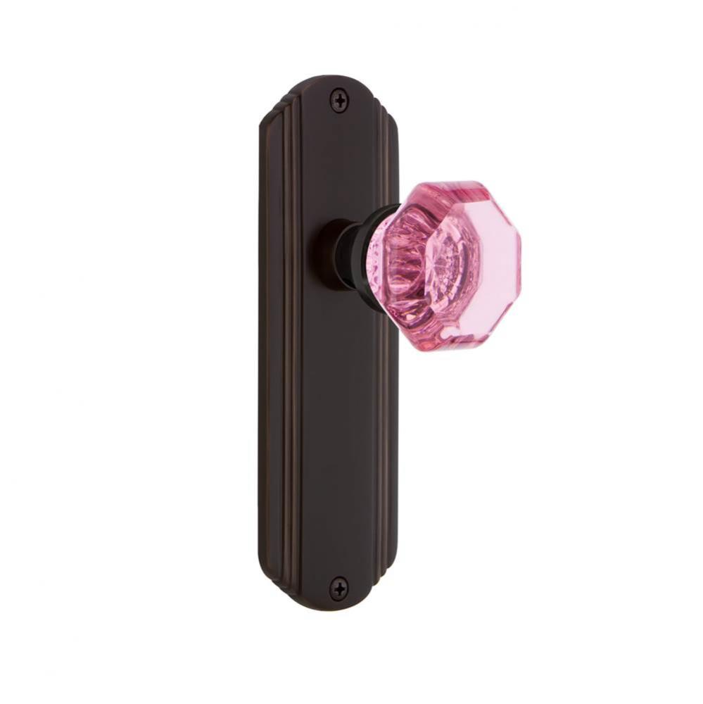 Nostalgic Warehouse Deco Plate Passage Waldorf Pink Door Knob in Timeless Bronze
