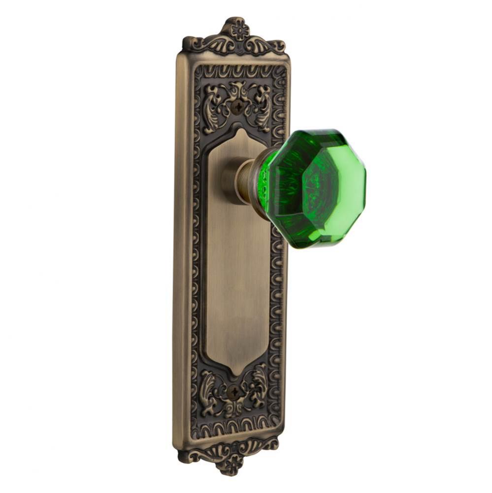 Nostalgic Warehouse Egg & Dart Plate Passage Waldorf Emerald Door Knob in Antique Brass