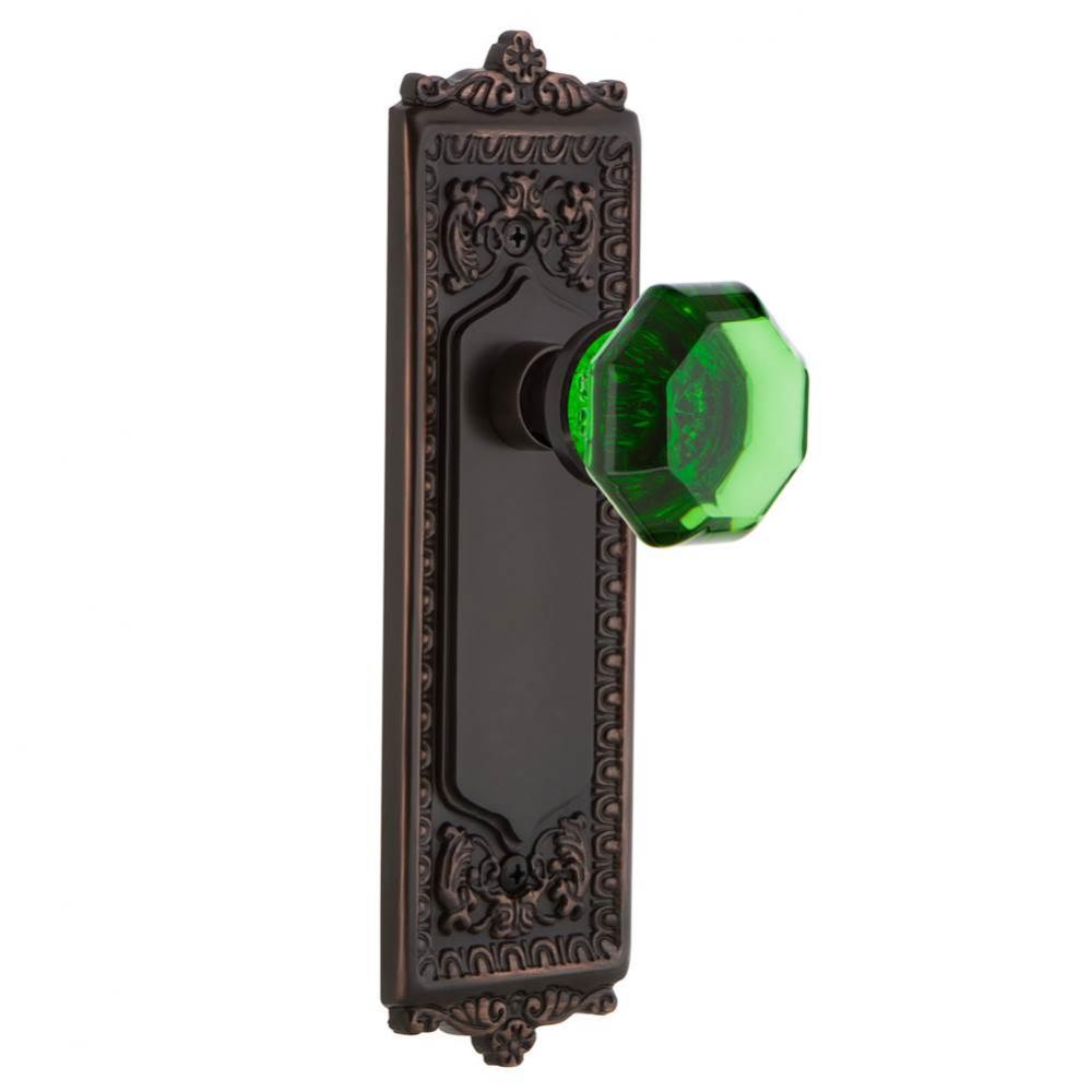 Nostalgic Warehouse Egg & Dart Plate Passage Waldorf Emerald Door Knob in Timeless Bronze
