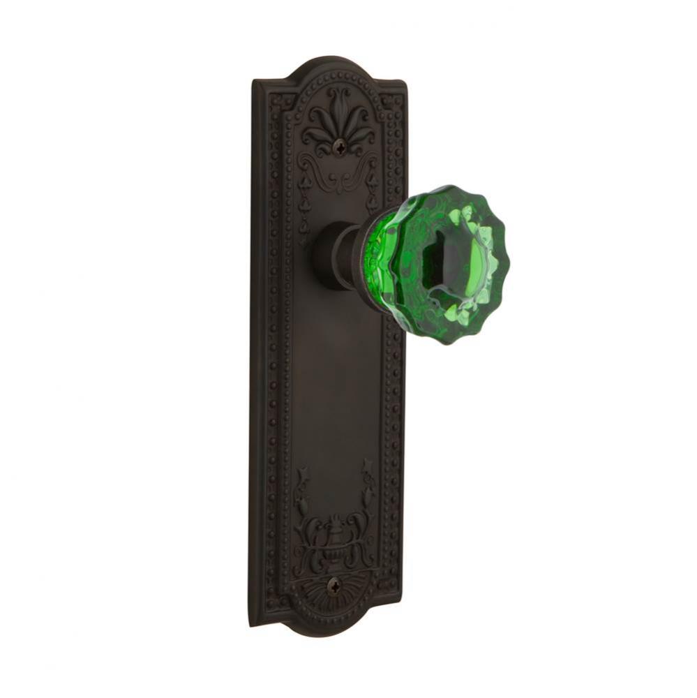 Nostalgic Warehouse Meadows Plate Passage Crystal Emerald Glass Door Knob in Oil-Rubbed Bronze