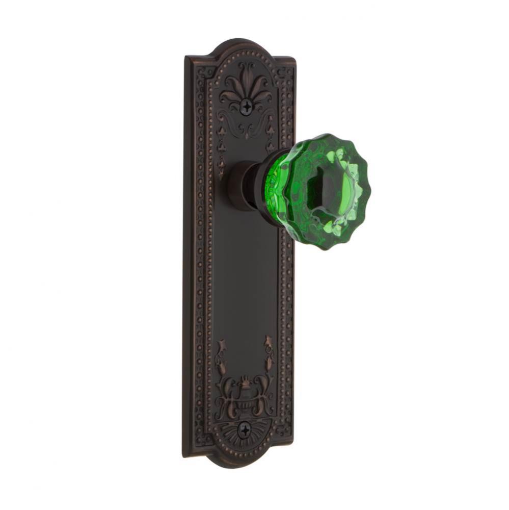 Nostalgic Warehouse Meadows Plate Passage Crystal Emerald Glass Door Knob in Timeless Bronze