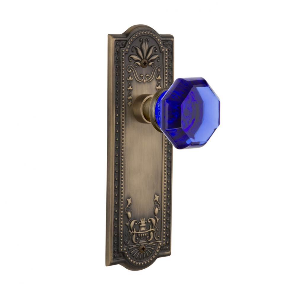 Nostalgic Warehouse Meadows Plate Passage Waldorf Cobalt Door Knob in Antique Brass