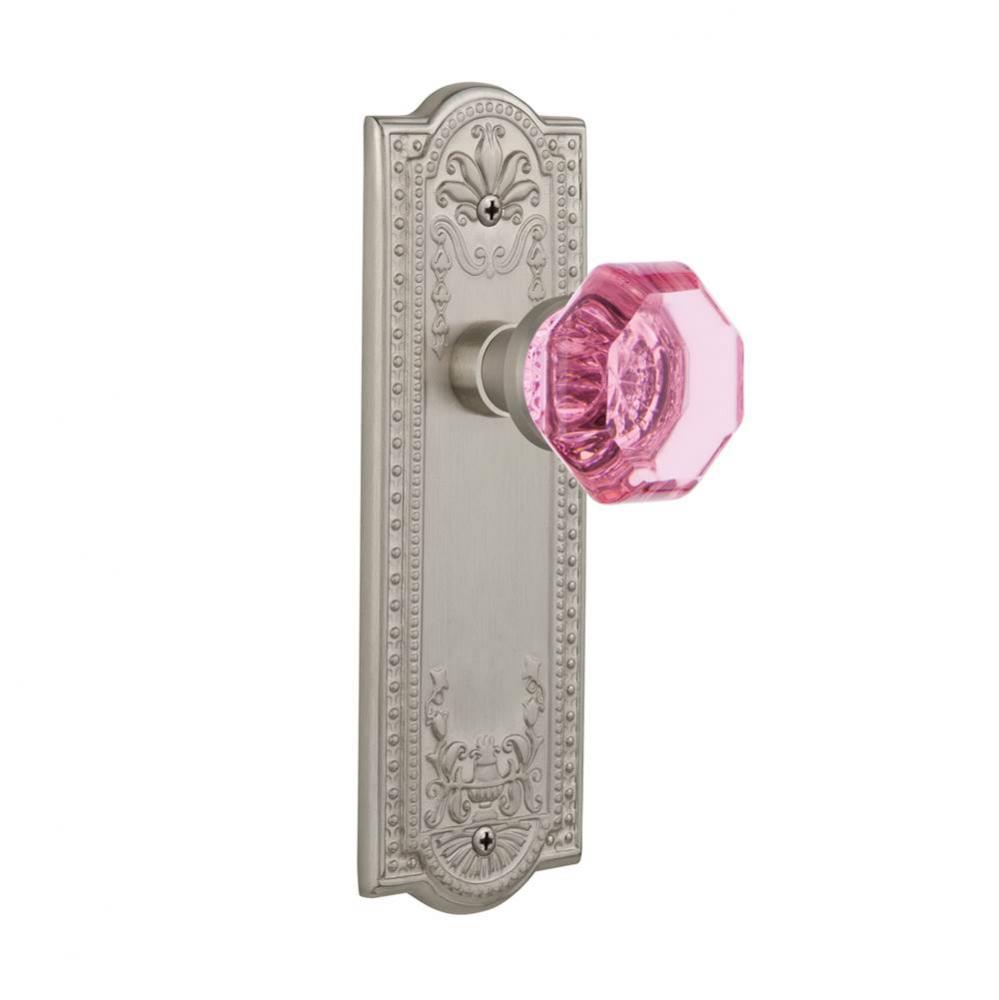 Nostalgic Warehouse Meadows Plate Passage Waldorf Pink Door Knob in Satin Nickel