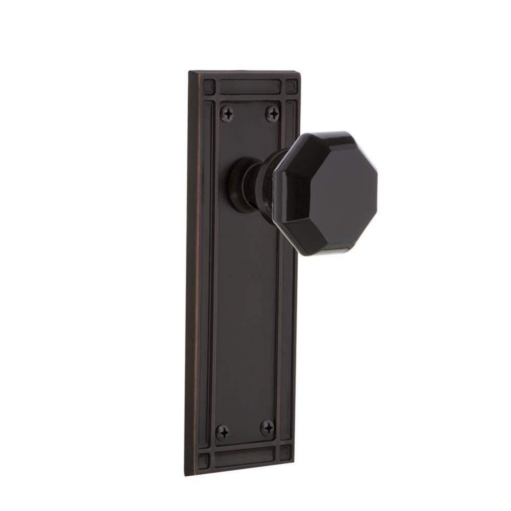 Nostalgic Warehouse Mission Plate Passage Waldorf Black Door Knob in Timeless Bronze