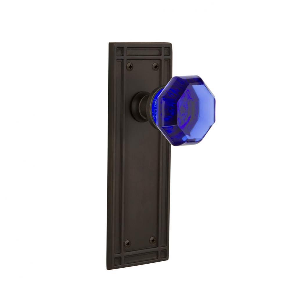 Nostalgic Warehouse Mission Plate Passage Waldorf Cobalt Door Knob in Oil-Rubbed Bronze