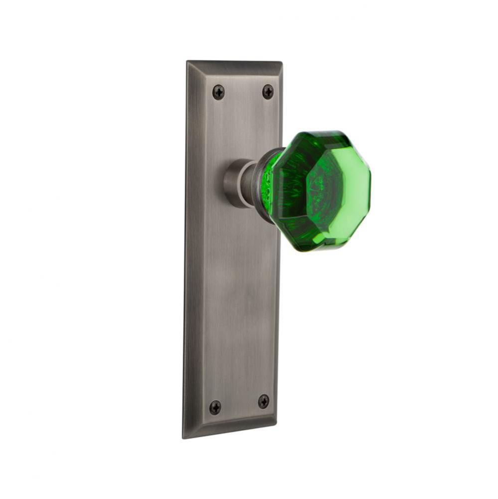 Nostalgic Warehouse New York Plate Passage Waldorf Emerald Door Knob in Antique Pewter
