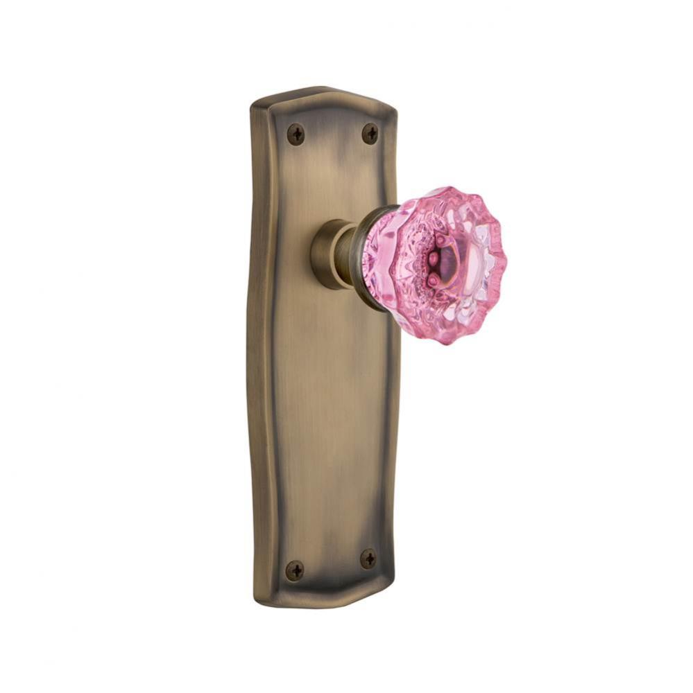 Nostalgic Warehouse Prairie Plate Passage Crystal Pink Glass Door Knob in Antique Brass