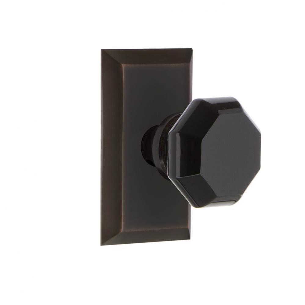 Nostalgic Warehouse Studio Plate Passage Waldorf Black Door Knob in Timeless Bronze