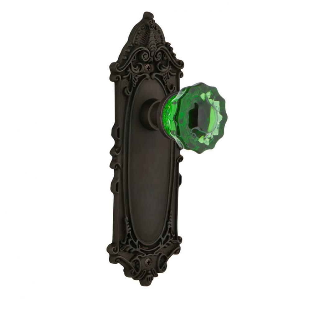 Nostalgic Warehouse Victorian Plate Passage Crystal Emerald Glass Door Knob in Oil-Rubbed Bronze