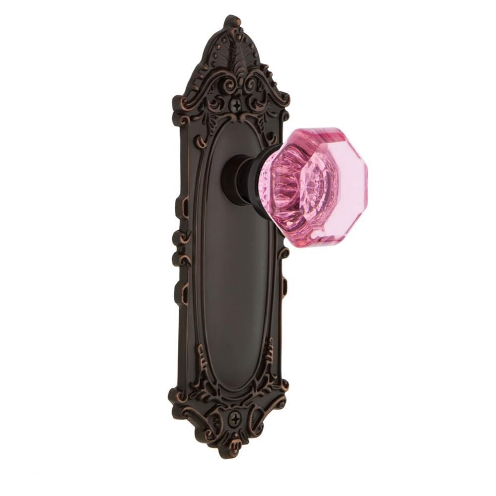 Nostalgic Warehouse Victorian Plate Passage Waldorf Pink Door Knob in Timeless Bronze