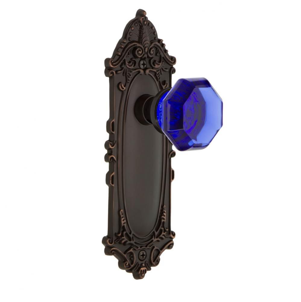 Nostalgic Warehouse Victorian Plate Passage Waldorf Cobalt Door Knob in Timeless Bronze