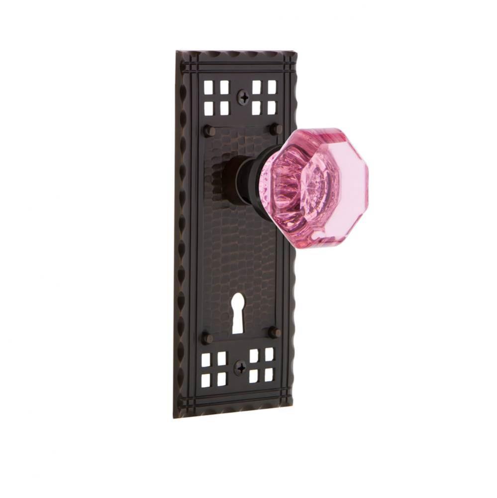 Nostalgic Warehouse Craftsman Plate with Keyhole Passage Waldorf Pink Door Knob in Timeless Bronze