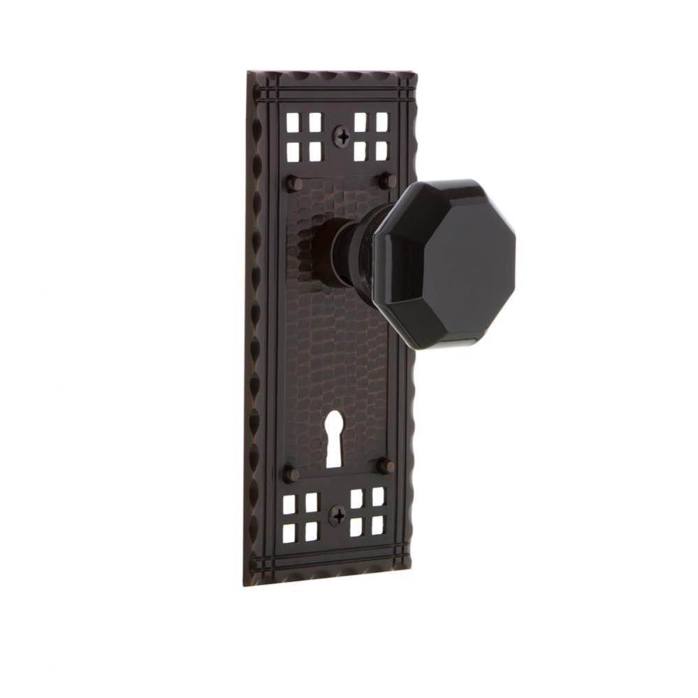 Nostalgic Warehouse Craftsman Plate with Keyhole Passage Waldorf Black Door Knob in Timeless Bronz