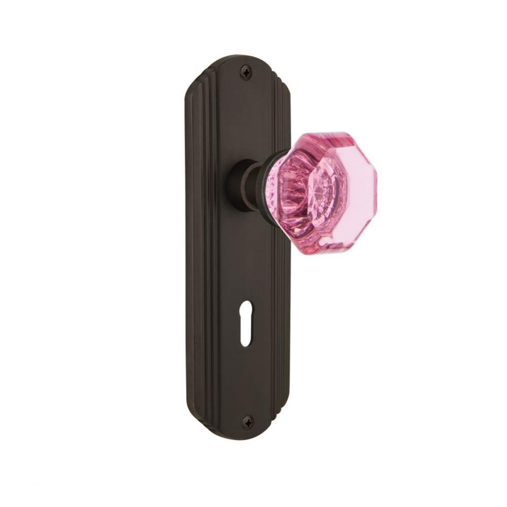 Nostalgic Warehouse Deco Plate with Keyhole Passage Waldorf Pink Door Knob in Oil-Rubbed Bronze