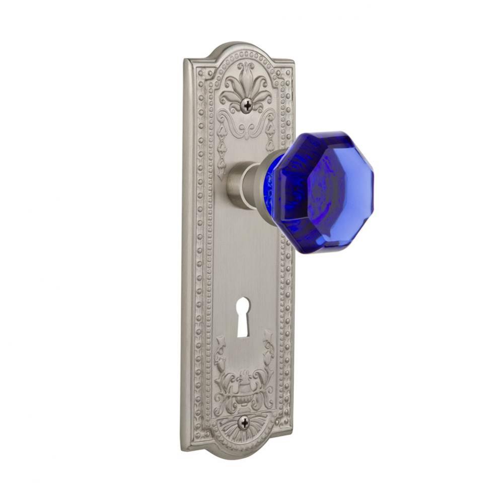 Nostalgic Warehouse Meadows Plate with Keyhole Passage Waldorf Cobalt Door Knob in Satin Nickel