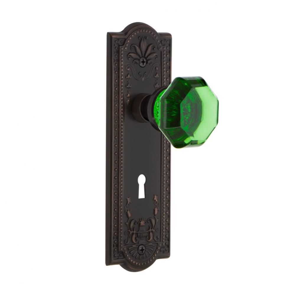Nostalgic Warehouse Meadows Plate with Keyhole Passage Waldorf Emerald Door Knob in Timeless Bronz