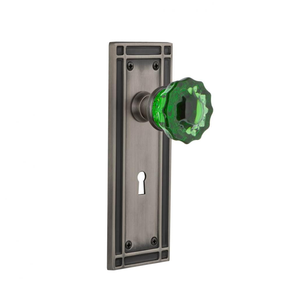 Nostalgic Warehouse Mission Plate with Keyhole Passage Crystal Emerald Glass Door Knob in Antique